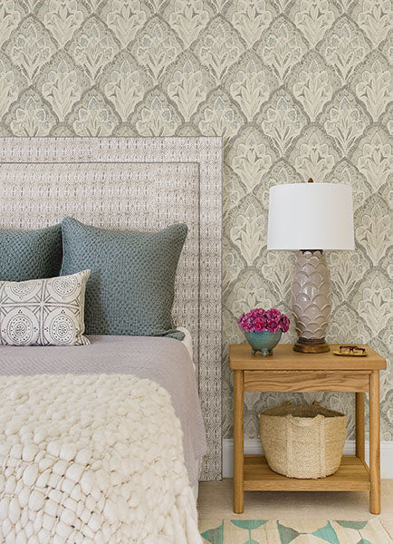media image for Mimir Grey Quilted Damask Wallpaper 21