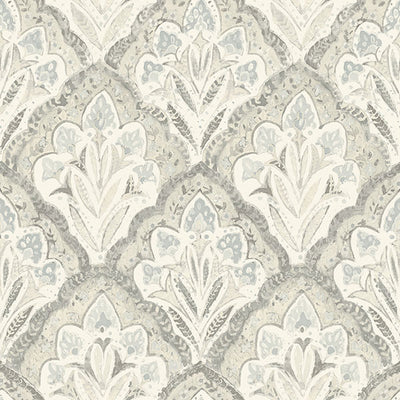 product image of Mimir Grey Quilted Damask Wallpaper 582
