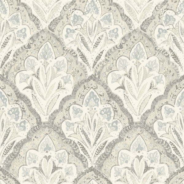 media image for Mimir Grey Quilted Damask Wallpaper 220