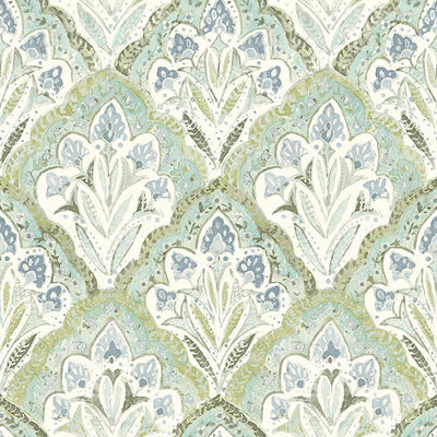 product image for Mimir Aquamarine Quilted Damask Wallpaper 88