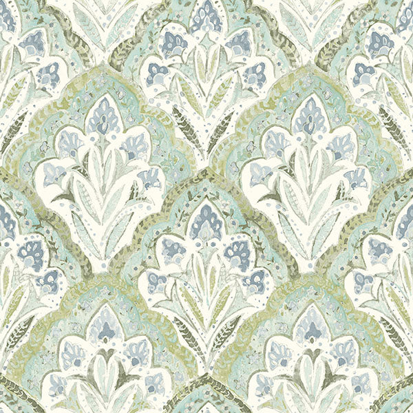 media image for Mimir Aquamarine Quilted Damask Wallpaper 262