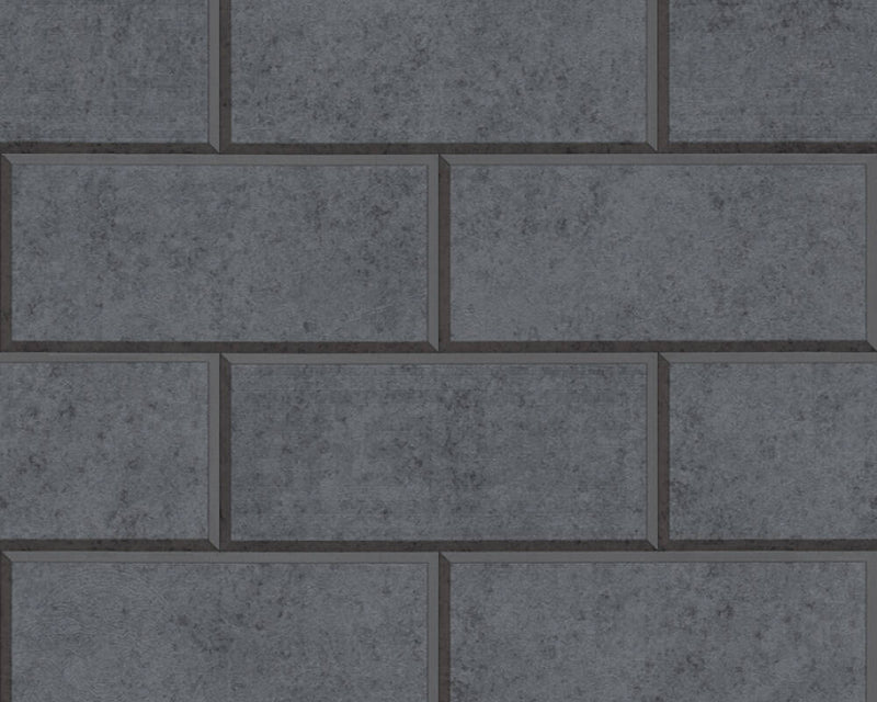 media image for Modern Bricks/Stones Textured Wallpaper in Dark Grey 291