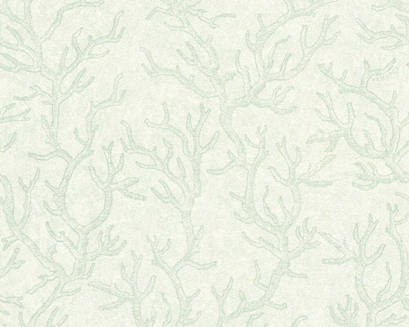 media image for Floral Corals Textured Wallpaper in Green/Metallic 277