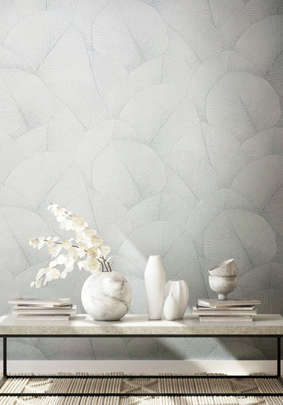 product image for Palm Leaf Wallpaper in Grey/White 40