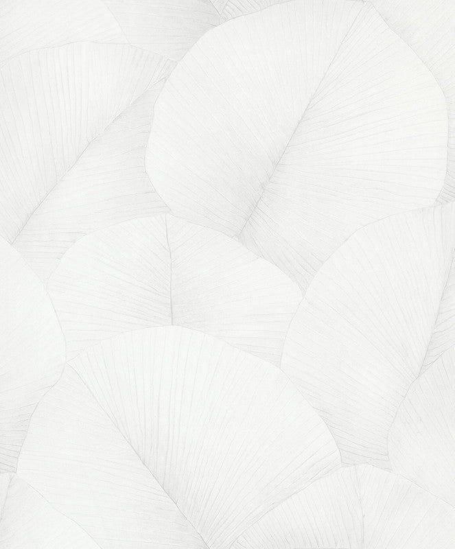 media image for Palm Leaf Wallpaper in Grey/White 267