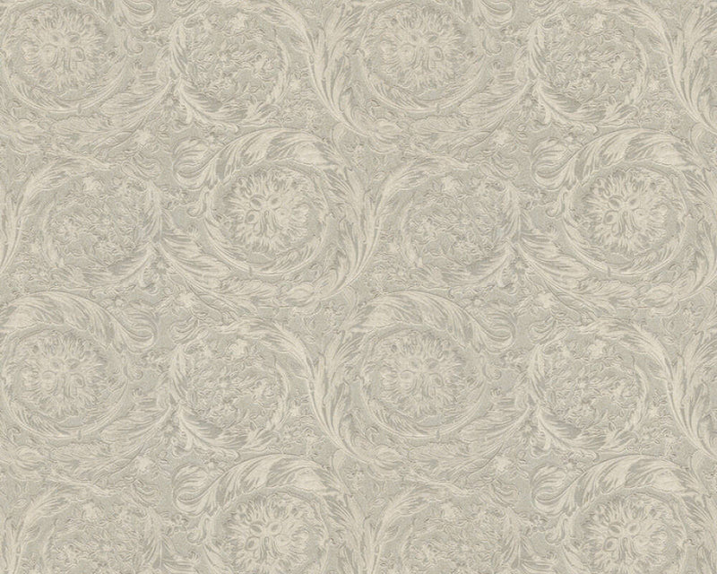 media image for Baroque Textured Damask Wallpaper in Neutrals/Silver from the Versace IV Collection 287