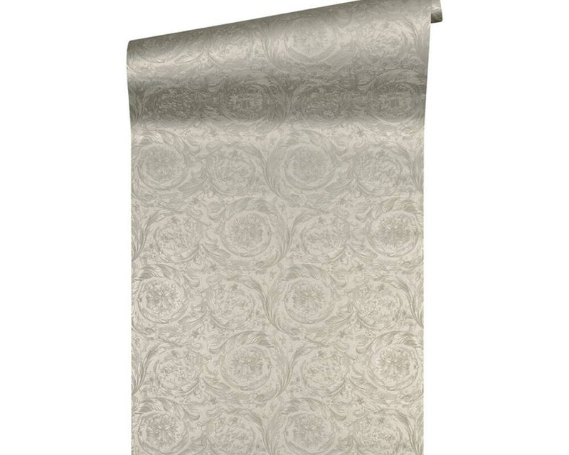 media image for Baroque Textured Damask Wallpaper in Neutrals/Silver from the Versace IV Collection 282