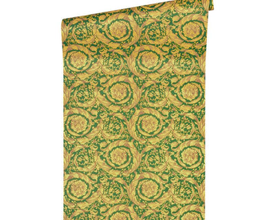 product image for Baroque Textured Damask Wallpaper in Green/Beige from the Versace IV Collection 3