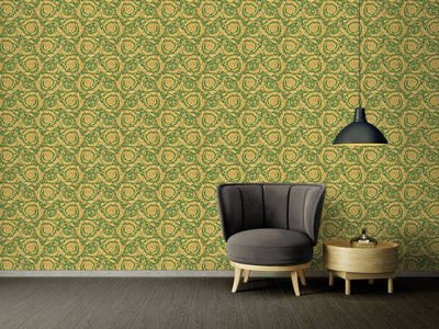 product image for Baroque Textured Damask Wallpaper in Green/Beige from the Versace IV Collection 5
