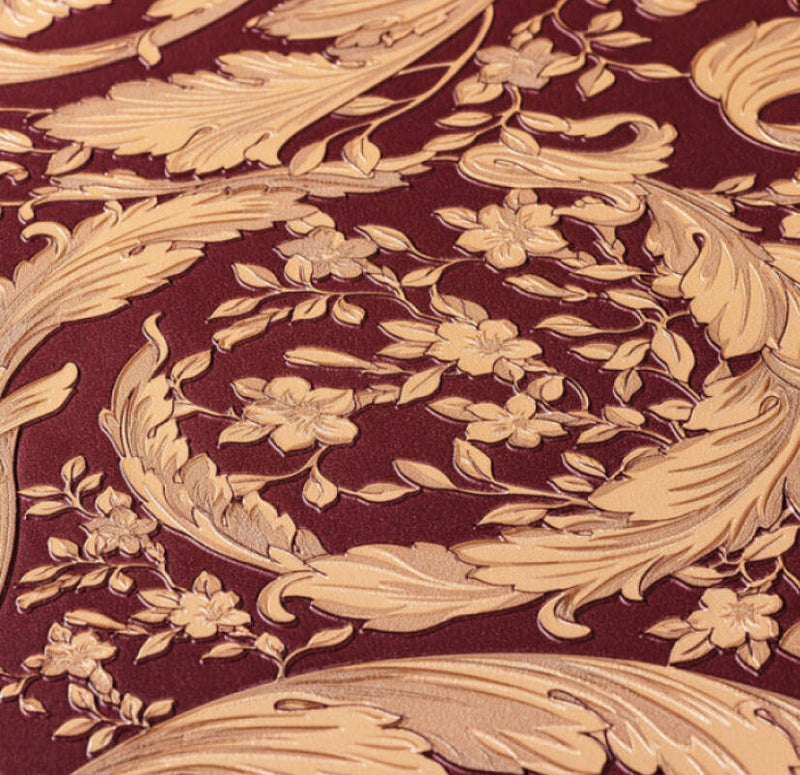 media image for Baroque Textured Damask Wallpaper in Red/Beige from the Versace IV Collection 245