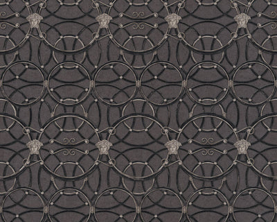 product image of Modern Geometric Textured Wallpaper in Black/Silver from the Versace IV Collection 590