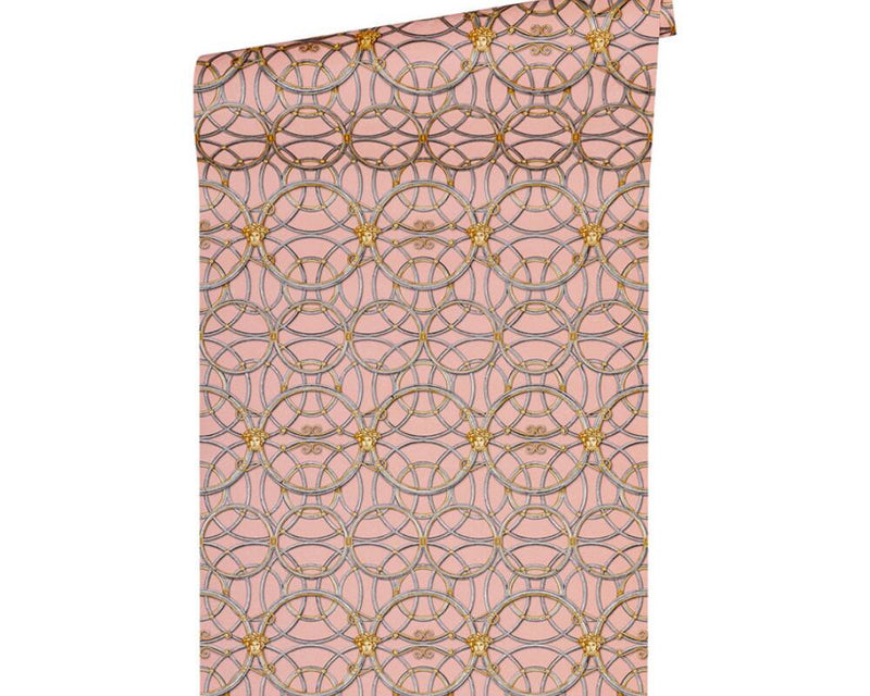 media image for Modern Geometric Textured Wallpaper in Pink/Metallics from the Versace IV Collection 252