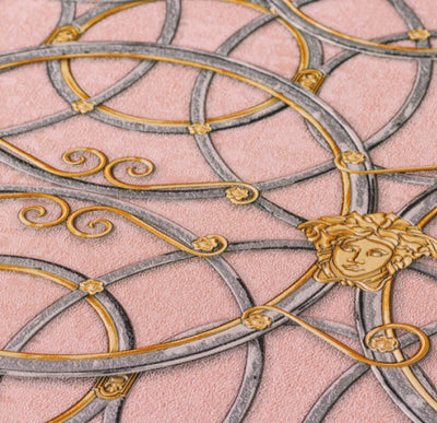 product image for Modern Geometric Textured Wallpaper in Pink/Metallics from the Versace IV Collection 52