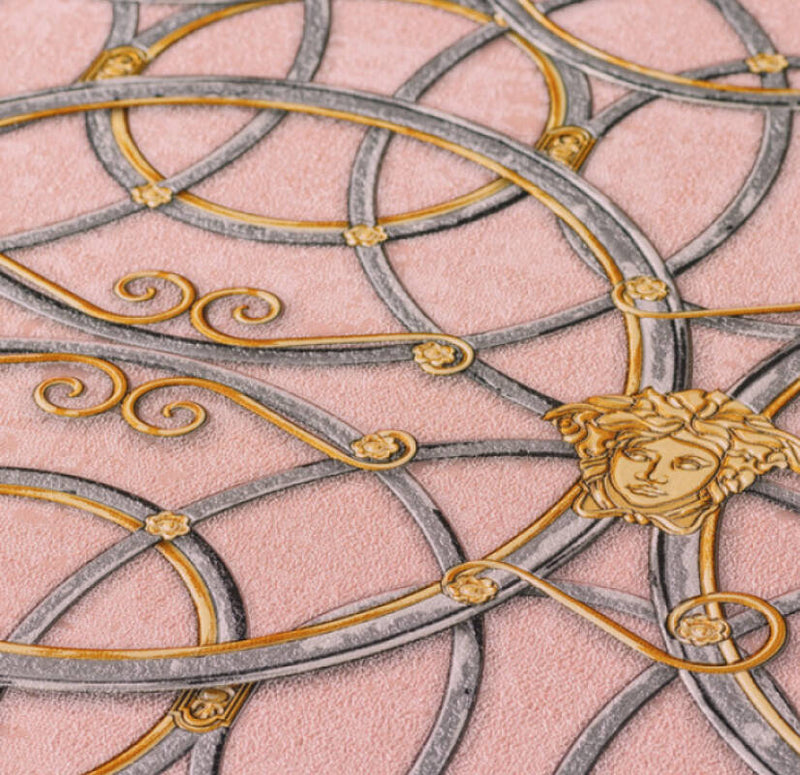 media image for Modern Geometric Textured Wallpaper in Pink/Metallics from the Versace IV Collection 286