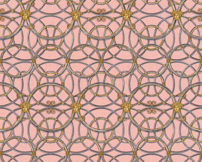 product image of Modern Geometric Textured Wallpaper in Pink/Metallics from the Versace IV Collection 578