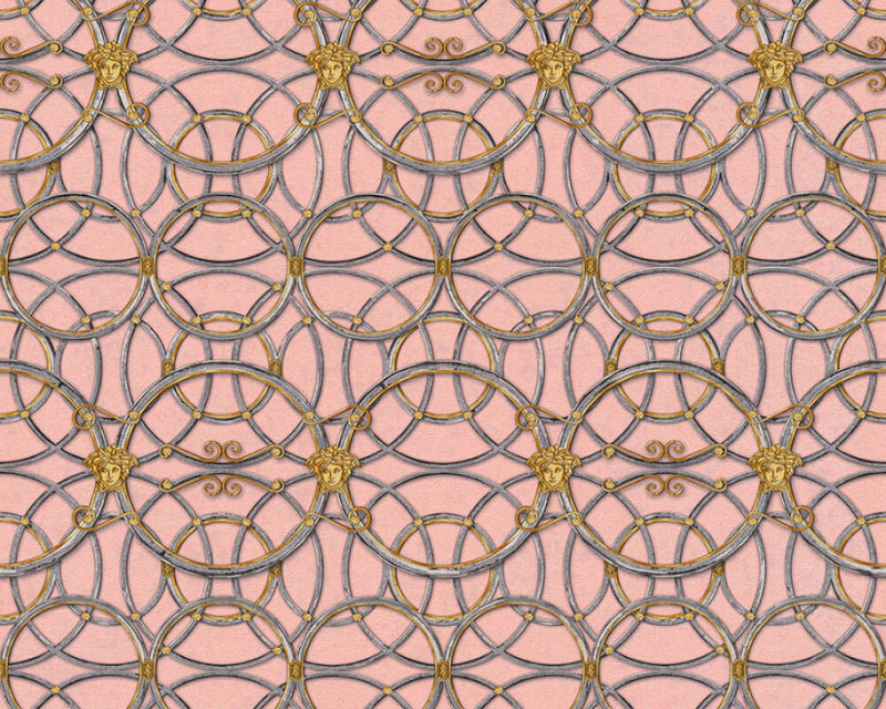 media image for Modern Geometric Textured Wallpaper in Pink/Metallics from the Versace IV Collection 227