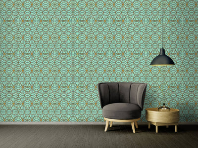 product image for Modern Geometric Textured Wallpaper in Green/Metallics from the Versace IV Collection 23