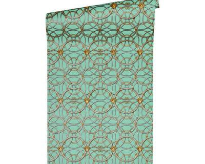 product image for Modern Geometric Textured Wallpaper in Green/Metallics from the Versace IV Collection 17