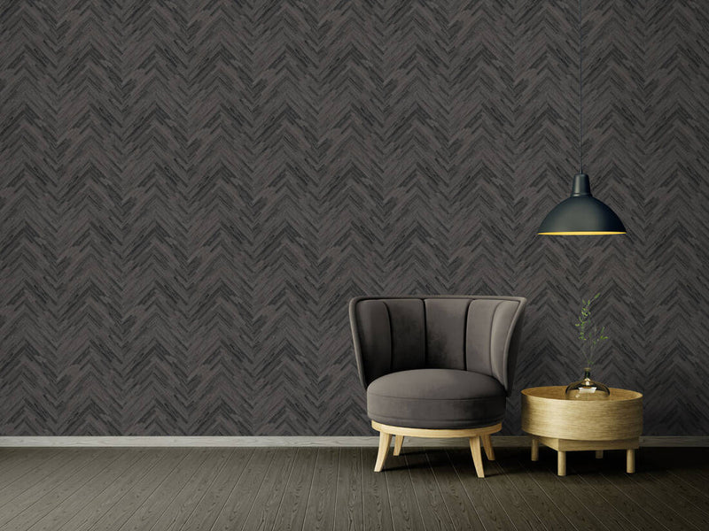 media image for Cottage Wood Textured Wallpaper in Black/Grey from the Versace IV Collection 228