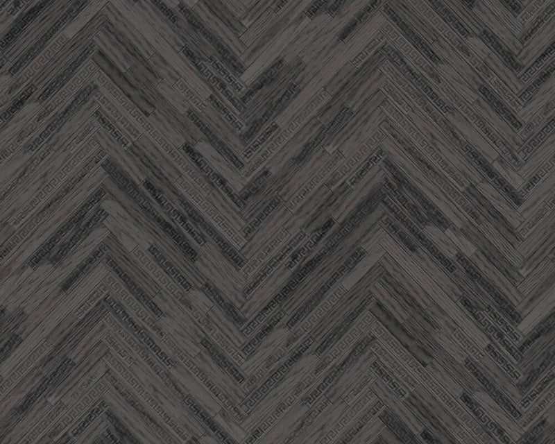 media image for Cottage Wood Textured Wallpaper in Black/Grey from the Versace IV Collection 20