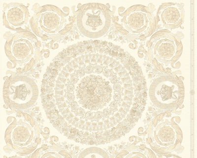 product image of Classical Tile Baroque Textured Wallpaper in Cream/Ivory from the Versace IV Collection 519