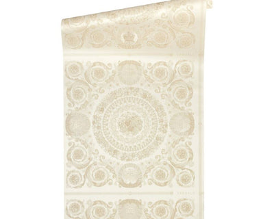 product image for Classical Tile Baroque Textured Wallpaper in Cream/Ivory from the Versace IV Collection 32