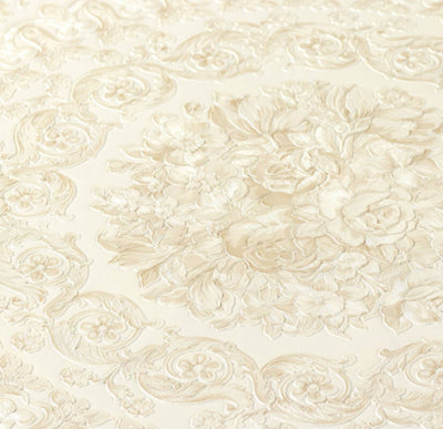 product image for Classical Tile Baroque Textured Wallpaper in Cream/Ivory from the Versace IV Collection 80