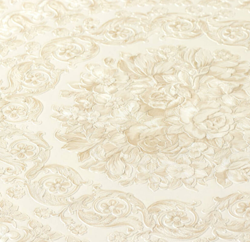 media image for Classical Tile Baroque Textured Wallpaper in Cream/Ivory from the Versace IV Collection 214