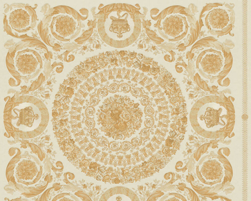 media image for Classical Tile Baroque Textured Wallpaper in Gold/Cream from the Versace IV Collection 214