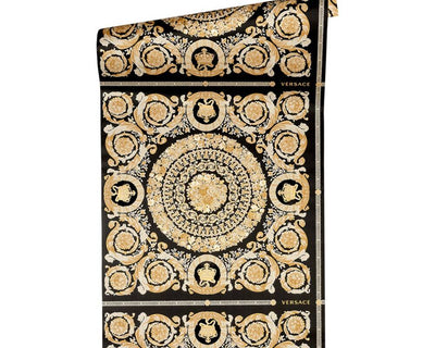 product image for Classical Tile Baroque Textured Wallpaper in Black/Cream from the Versace IV Collection 76