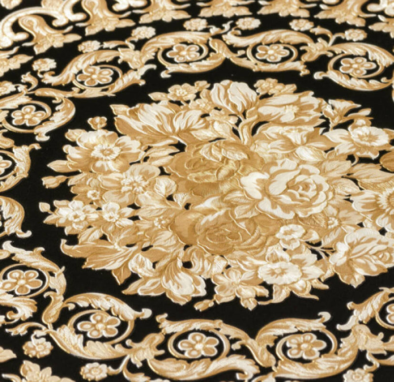 media image for Classical Tile Baroque Textured Wallpaper in Black/Cream from the Versace IV Collection 230