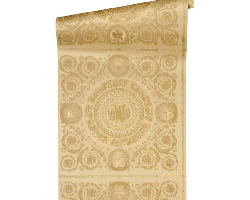 media image for Classical Tile Baroque Textured Wallpaper in Gold from the Versace IV Collection 22