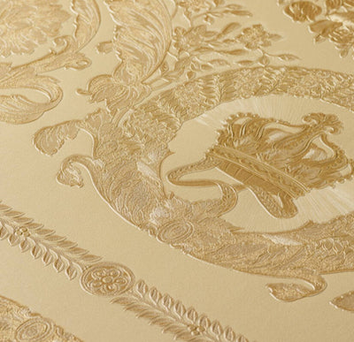 product image for Classical Tile Baroque Textured Wallpaper in Gold from the Versace IV Collection 52