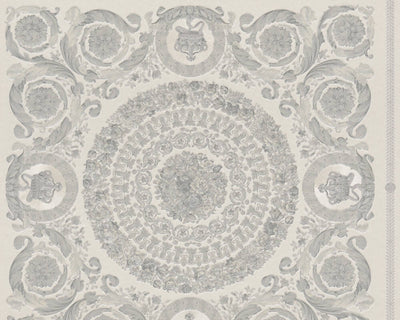 product image of Classical Tile Baroque Textured Wallpaper in Grey/Silver from the Versace IV Collection 557