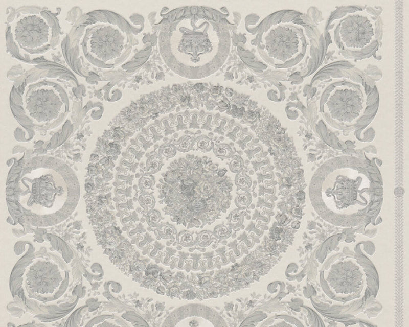media image for Classical Tile Baroque Textured Wallpaper in Grey/Silver from the Versace IV Collection 23