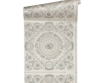product image for Classical Tile Baroque Textured Wallpaper in Grey/Silver from the Versace IV Collection 39