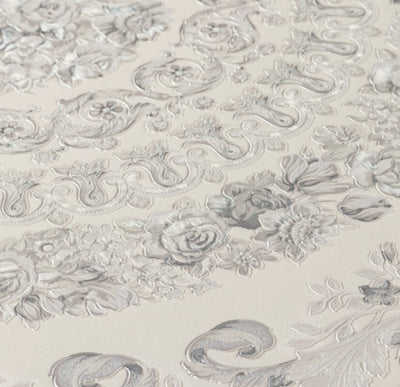 product image for Classical Tile Baroque Textured Wallpaper in Grey/Silver from the Versace IV Collection 20