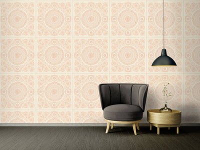 product image for Classical Tile Baroque Textured Wallpaper in Pink/Ivory from the Versace IV Collection 88