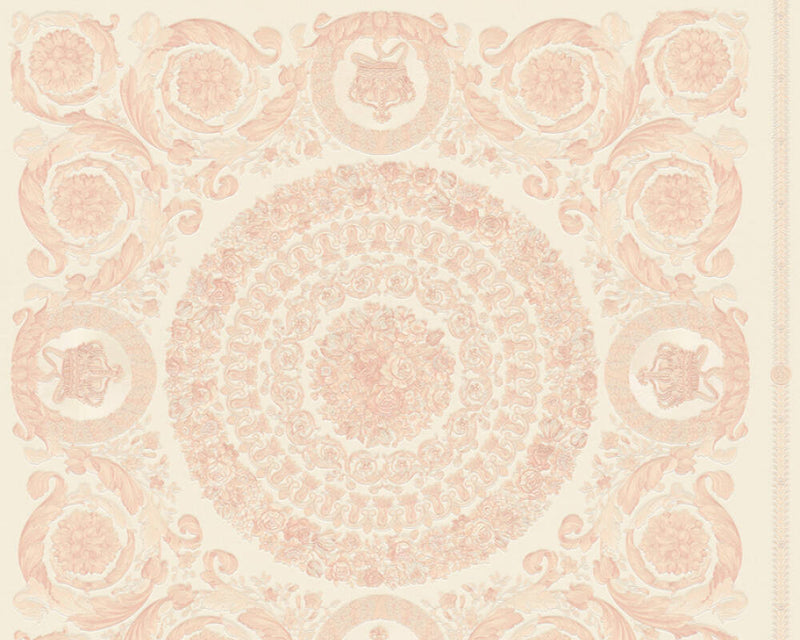media image for Classical Tile Baroque Textured Wallpaper in Pink/Ivory from the Versace IV Collection 272