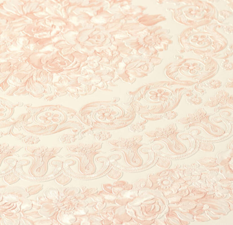 media image for Classical Tile Baroque Textured Wallpaper in Pink/Ivory from the Versace IV Collection 237