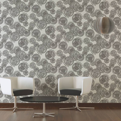 product image for Medusa Head Textured Wallpaper in Black/White by Versace Home 26