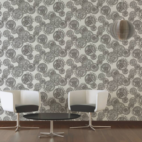 media image for Medusa Head Textured Wallpaper in Black/White by Versace Home 229