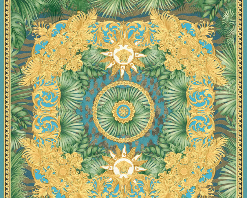 media image for Baroque Ornaments Textured Wallpaper in Green/Multi by Versace Home 243
