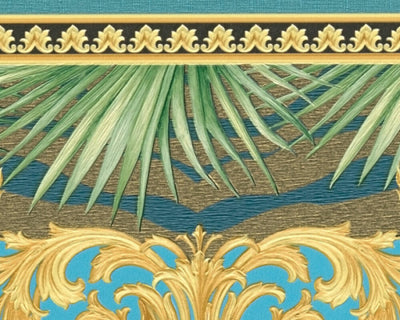 product image for Baroque Ornaments Textured Wallpaper in Green/Multi from the Versace V Collection 32