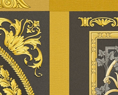 product image for Baroque Squares Textured Wallpaper in Black/Gold from the Versace V Collection 3
