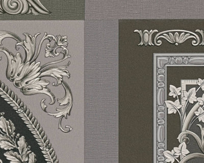 product image for Baroque Squares Textured Wallpaper in Black/Grey from the Versace V Collection 82