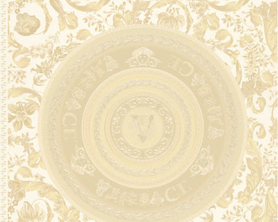 product image for Baroque Circle Textured Wallpaper in Cream/Gold by Versace Home 44