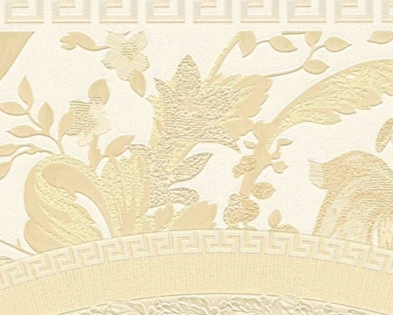 media image for Baroque Circle Textured Wallpaper in Cream/Gold from the Versace V Collection 279