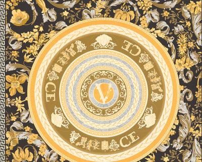 product image of Baroque Circle Textured Wallpaper in Black/Silver by Versace Home 562