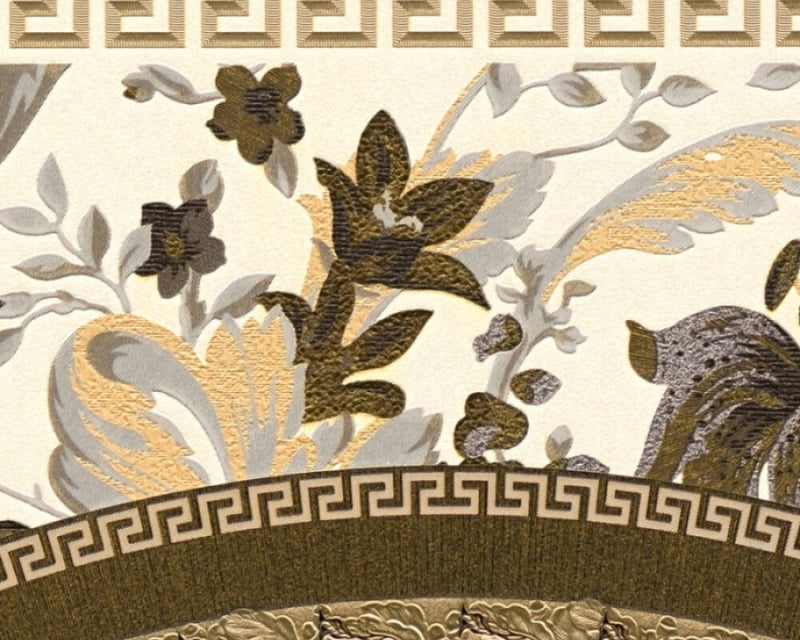 media image for Baroque Circle Textured Wallpaper in Black/Cream from the Versace V Collection 231